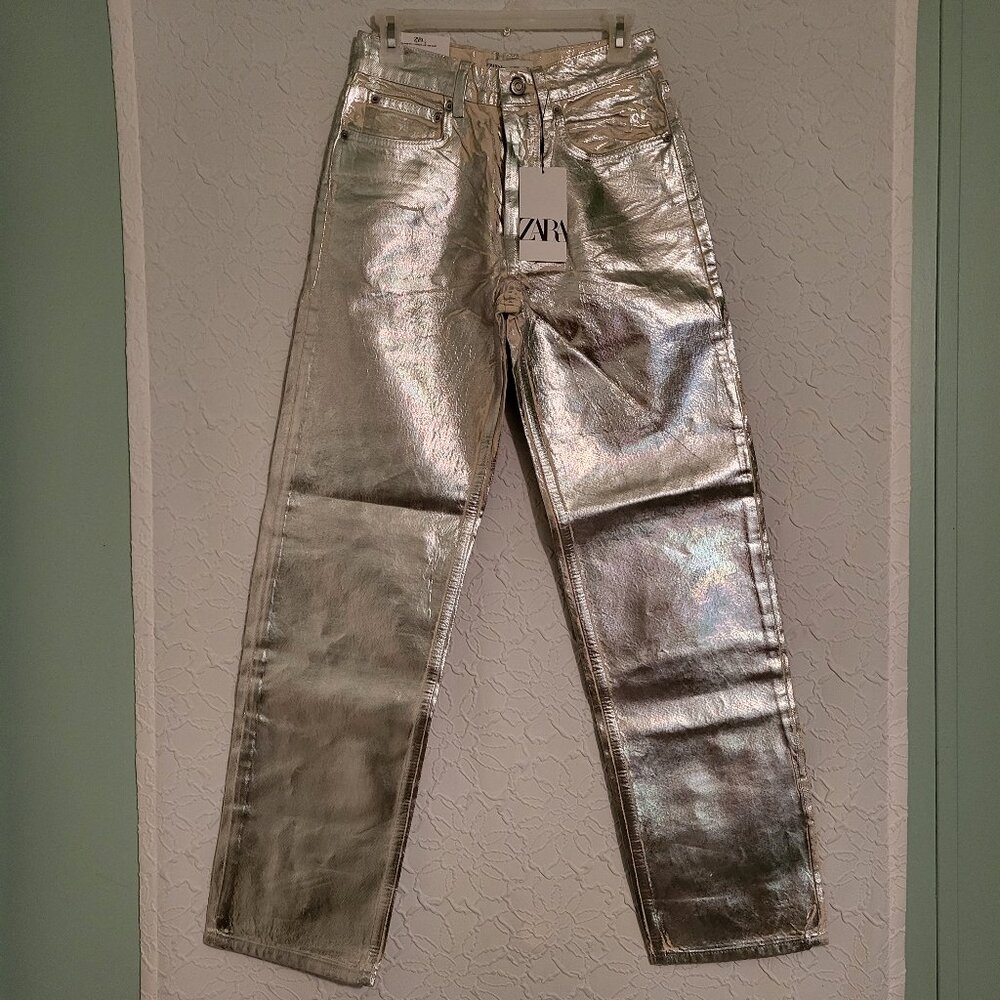 Zara Silver Straight Leg Jeans